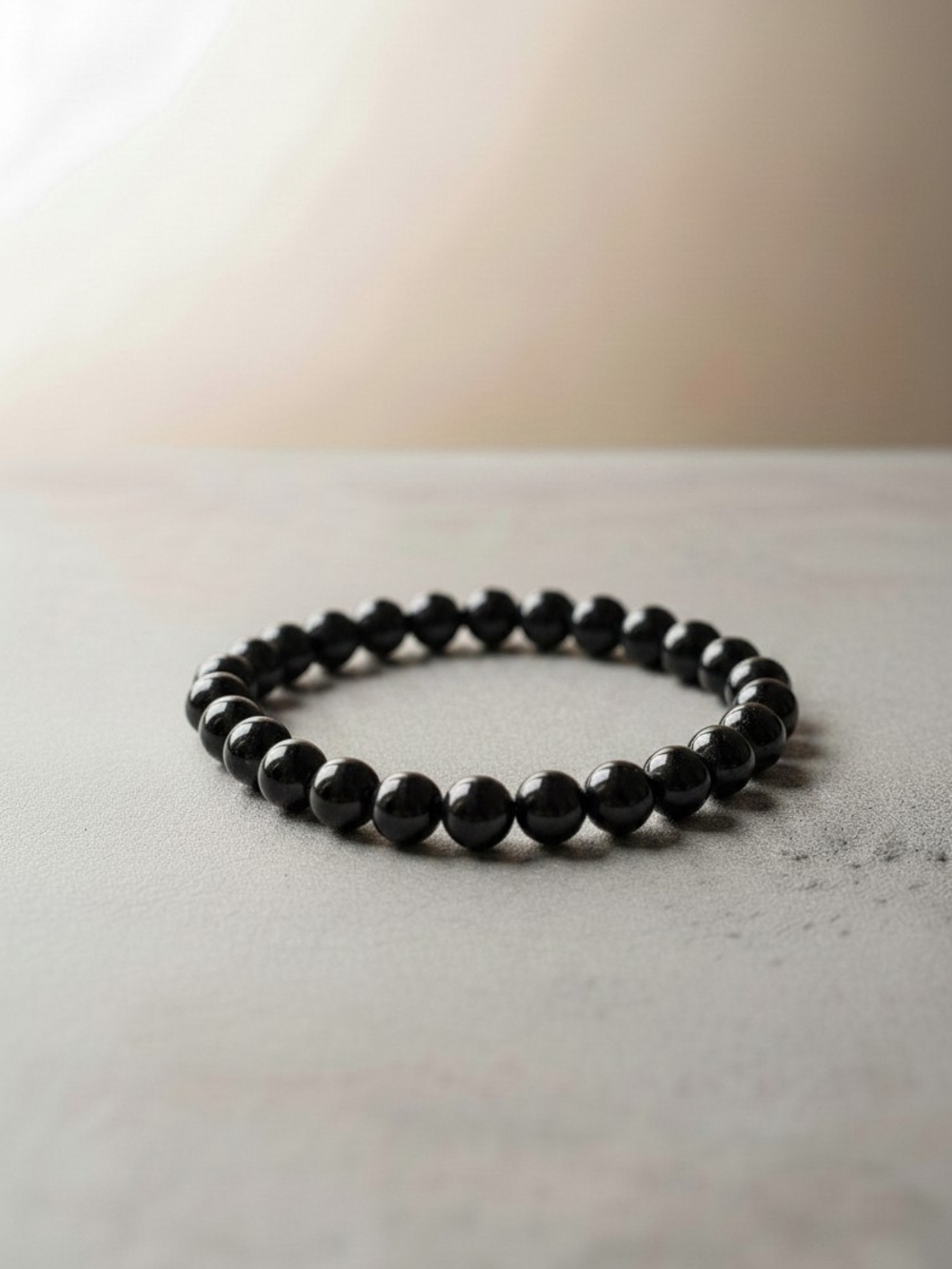 Classic Black Beaded Stretch Bracelet for Women